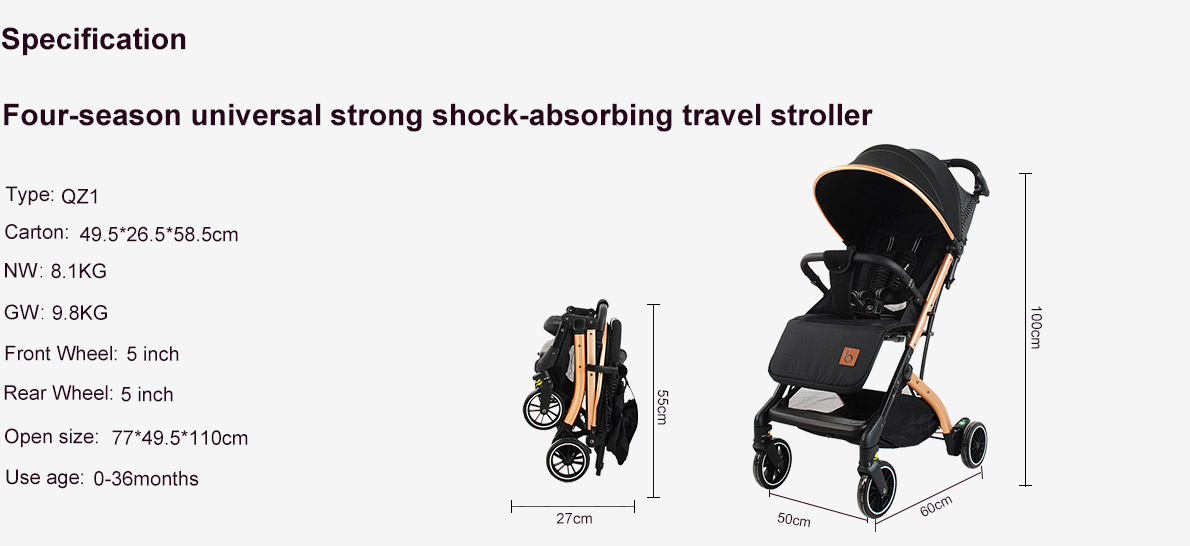 Specification Four-season universal strong shock-absorbing travel stroller