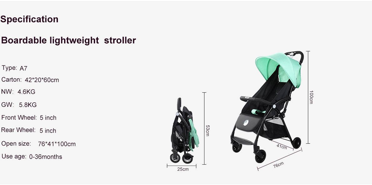 Boardable lightweight stroller A7