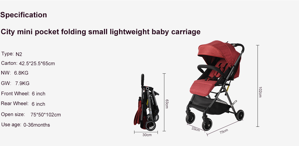 City mini pocket folding small lightweight baby carriage baobaohao n2