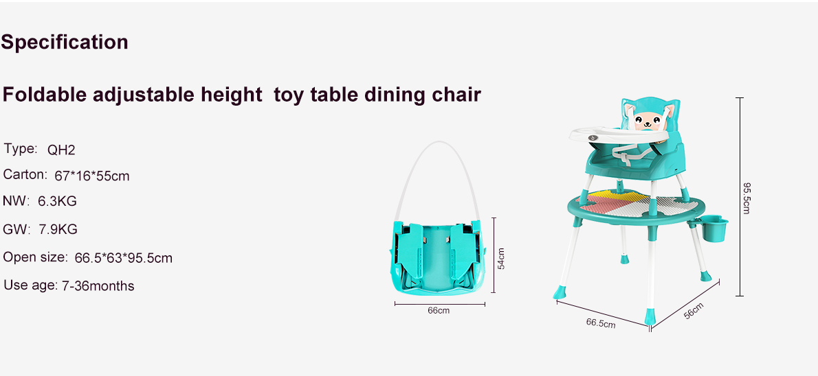 Foldable adjustable height toy table dining chair baobaohao QH2