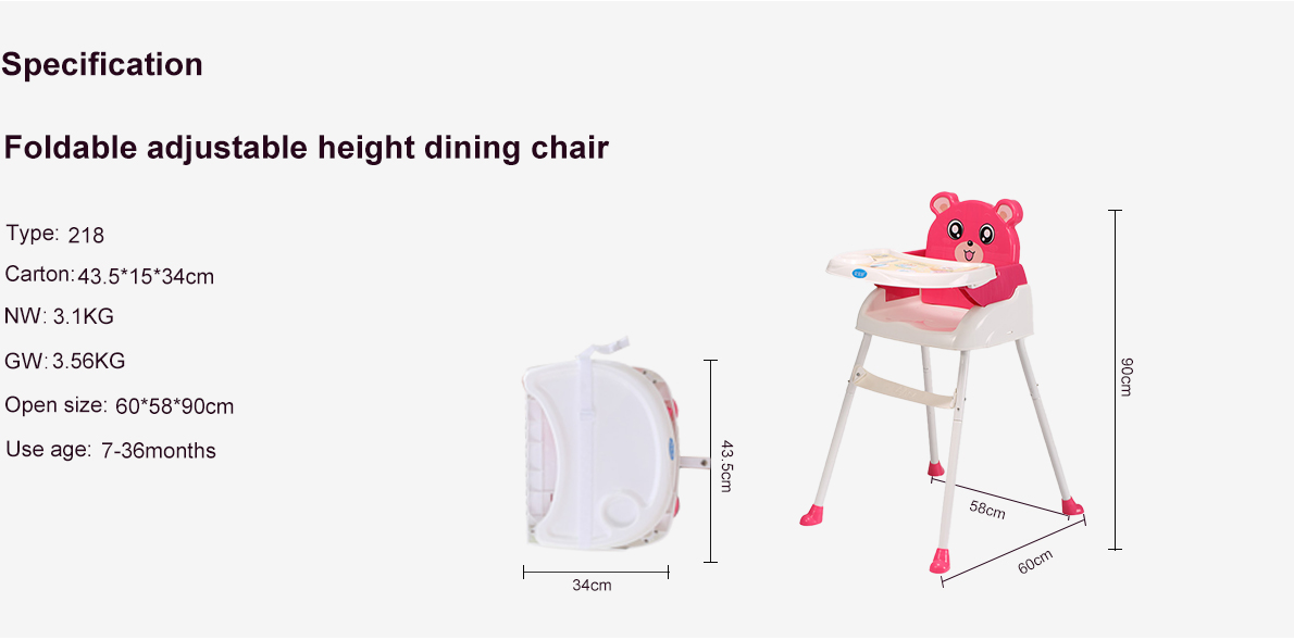 Foldable adjustable height dining chair baobaohao 218
