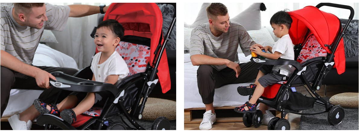 Large space two-way push cradle travel stroller