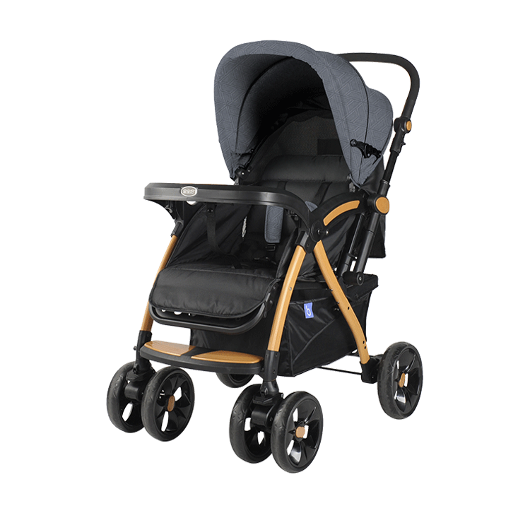 Large space two-way push large storage bottom basket  travel stroller